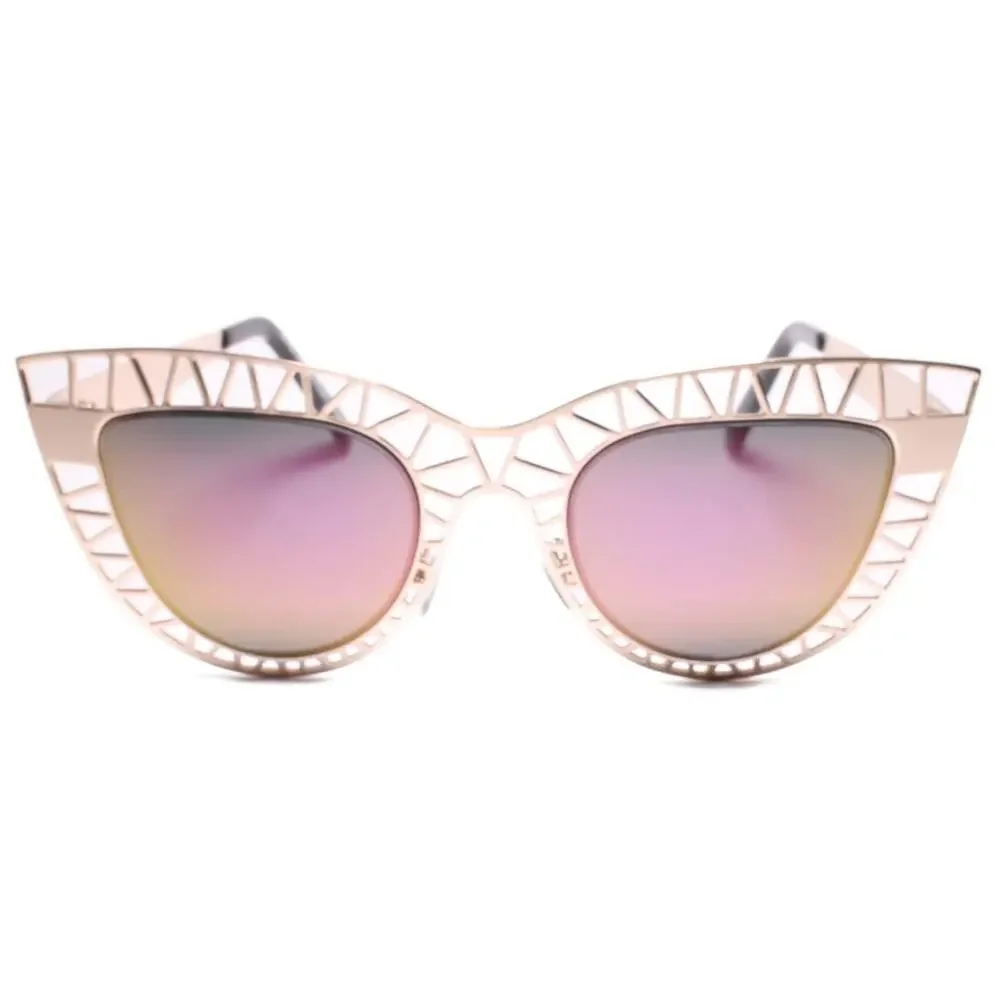 Rose Gold Metal Cat Eye Sunglasses Pink Mirrored Lens